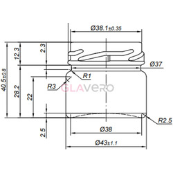 Mini stikla burciņa 33 ml (25 ml) TO 43 | Palete 14040 gab.